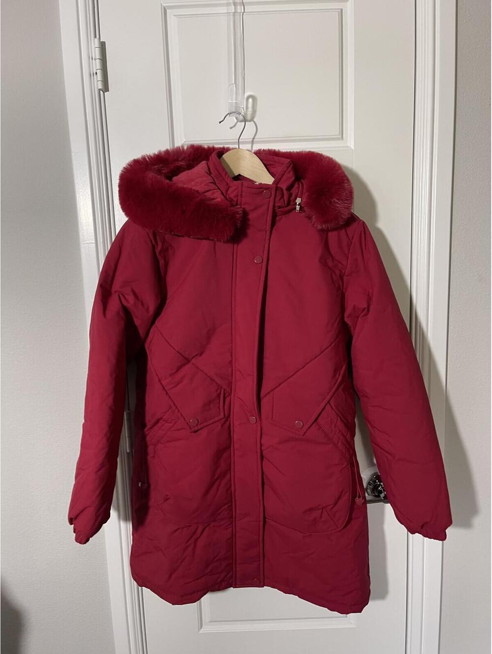 Women's Outdoor Sport Military Hooded Windproof Mid-Length Coat Size MD Red W256